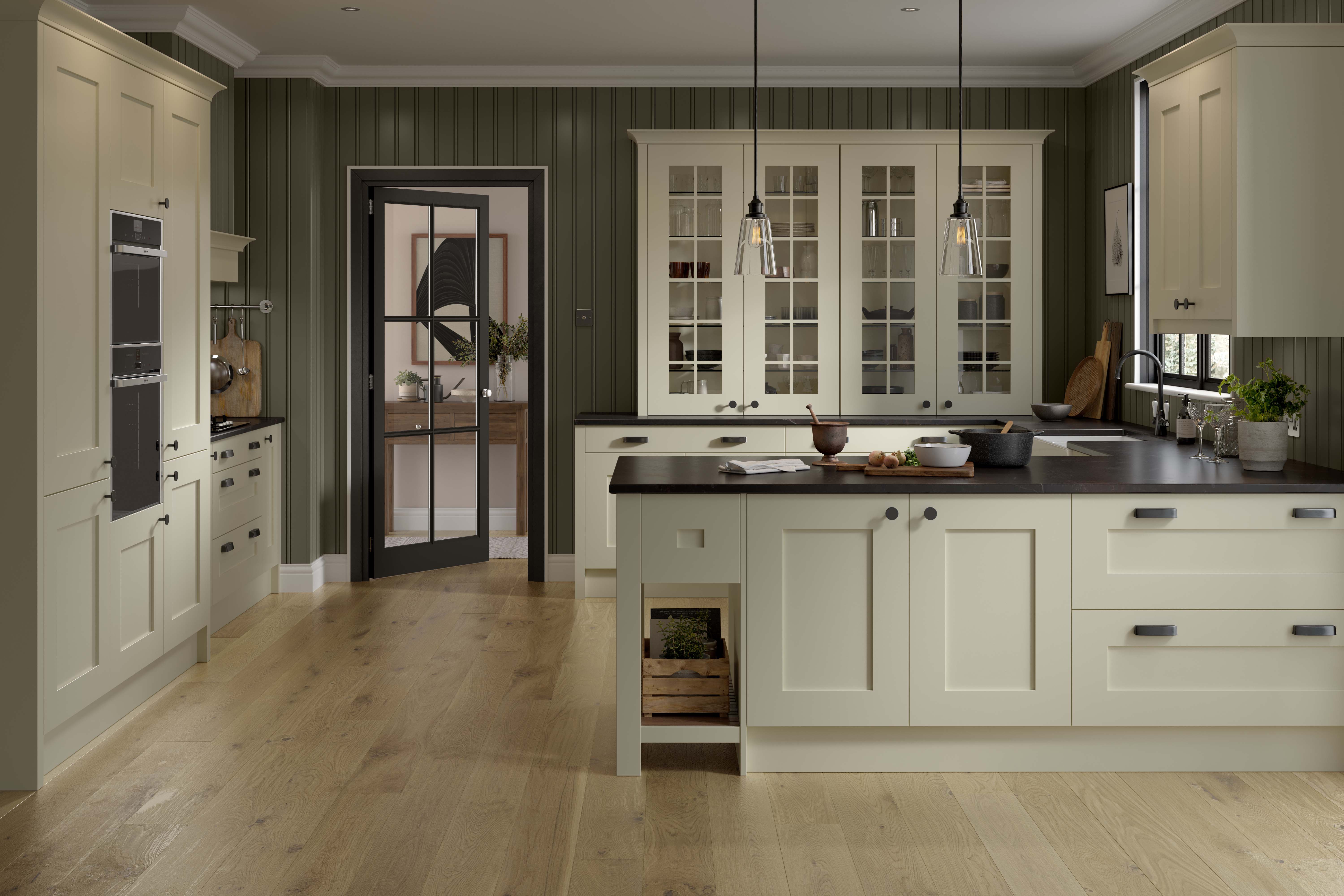 Islay smooth painted kitchen in Cloudy Dawn